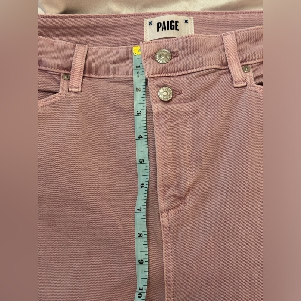 Paige Cindy straight jeans, high rise, raw hem, faded rose color, size 33 - Picture 8 of 12